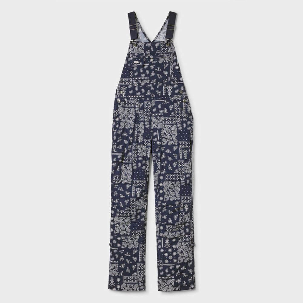 Duluth Women's Heirloom Gardening Bib Overalls L -29 Navy Bandana